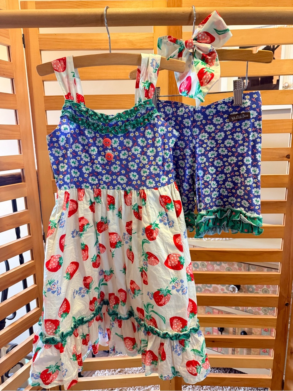 Strawberry Crumble Sundress Set with Hair Bow